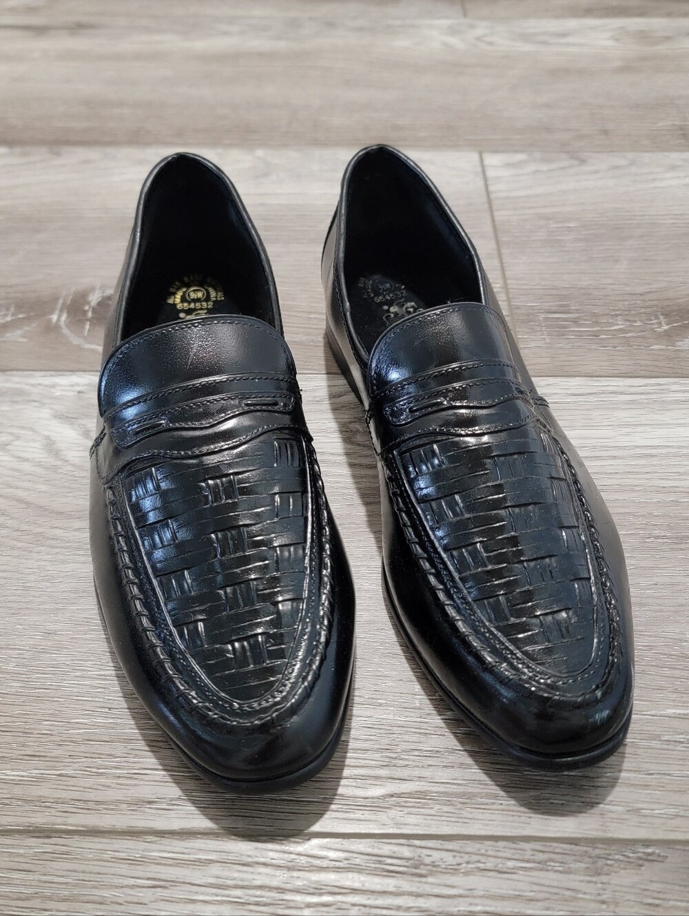 JB Men's Black Woven Leather Loafers (Sz 9.5 W) (Pair #2)